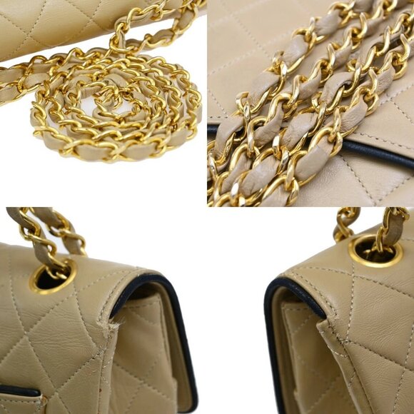 CHANEL CC Logo Matelasse Chain Shoulder Bag Leather Beige GHW Vintage - Picture 10 of 16